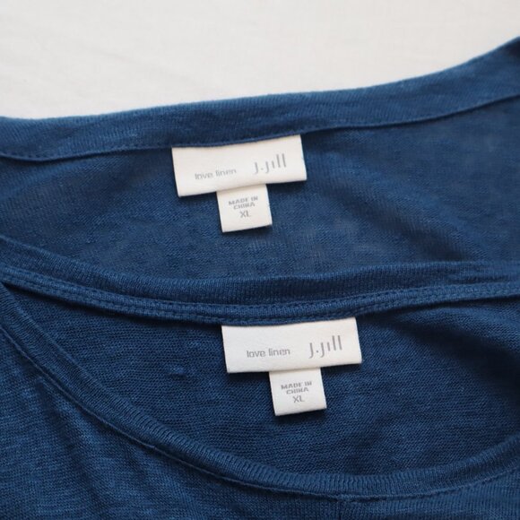 J. Jill Love Linen Womens Blue Twist Front Tank and Cardigan Twin Set Size XL - Picture 4 of 9